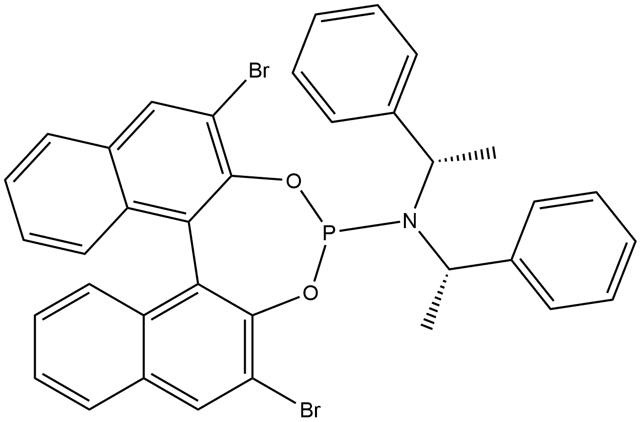 Dinaphtho[2,1-d:1',2'-f][1,3,2]dioxaphosphepin-4-amine, 2,6-dibromo-N,N-bis[(1S)-1-phenylethyl]-, (11bS)- Structure
