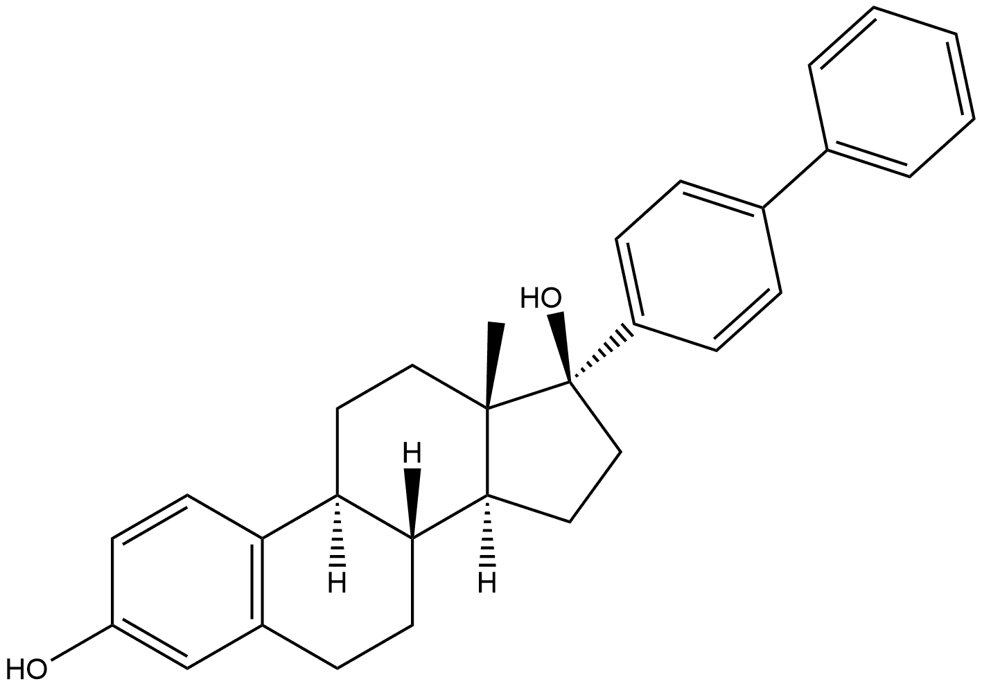 Estra-1,3,5(10)-triene-3,17-diol, 17-[1,1'-biphenyl]-4-yl-, (17β)- 구조식 이미지