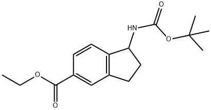 1H-Indene-5-carboxylic acid, 1-[[(1,1-dimethylethoxy)carbonyl]amino]-2,3-dihydro-, ethyl ester Structure