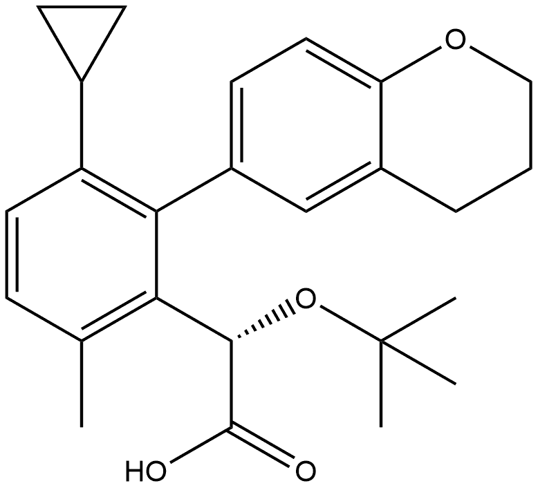 Benzeneacetic acid, 3-cyclopropyl-2-(3,4-dihydro-2H-1-benzopyran-6-yl)-α-(1,1-dimethylethoxy)-6-methyl-, (αS)- Structure