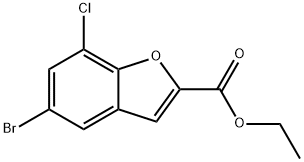 5-Bromo-7-chloro-benzofuran-2-carboxylic acid ethyl ester 구조식 이미지