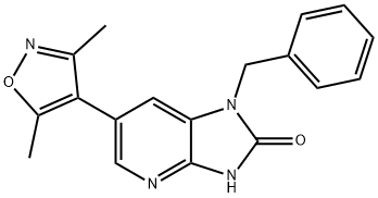 2H-Imidazo[4,5-b]pyridin-2-one, 6-(3,5-dimethyl-4-isoxazolyl)-1,3-dihydro-1-(phenylmethyl)- 구조식 이미지
