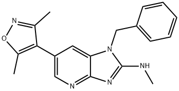 1H-Imidazo[4,5-b]pyridin-2-amine, 6-(3,5-dimethyl-4-isoxazolyl)-N-methyl-1-(phenylmethyl)- 구조식 이미지