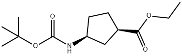 Cyclopentanecarboxylic acid, 3-[[(1,1-dimethylethoxy)carbonyl]amino]-, ethyl ester, (1R,3S)- 구조식 이미지