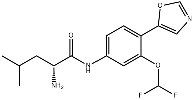 Pentanamide, 2-amino-N-[3-(difluoromethoxy)-4-(5-oxazolyl)phenyl]-4-methyl-, (2R)- Structure