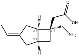 Bicyclo[3.2.0]heptane-6-acetic acid, 6-(aminomethyl)-3-ethylidene-, (1R,3Z,5R,6S)-rel- Structure