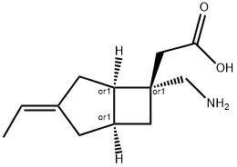 Bicyclo[3.2.0]heptane-6-acetic acid, 6-(aminomethyl)-3-ethylidene-, (1R,3E,5R,6S)-rel- Structure