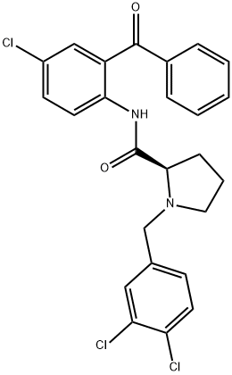 (R)-N-(2-benzoyl-4-chlorophenyl)-1-(3,4-dichlorobenzyl)pyrrolidine-2-carboxamide 구조식 이미지