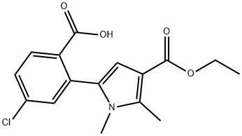 1H-Pyrrole-3-carboxylic acid, 5-(2-carboxy-5-chlorophenyl)-1,2-dimethyl-, 3-ethyl ester Structure