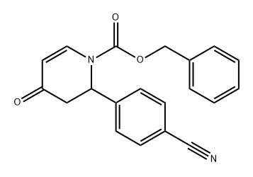 1(2H)-Pyridinecarboxylic acid, 2-(4-cyanophenyl)-3,4-dihydro-4-oxo-, phenylmethyl ester Structure