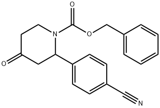 1-Piperidinecarboxylic acid, 2-(4-cyanophenyl)-4-oxo-, phenylmethyl ester 구조식 이미지