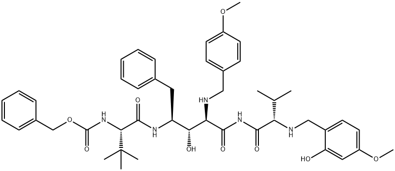 L-Valinamide, N4-[3-methyl-N-[(phenylmethoxy)carbonyl]-L-valyl]-4-amino-2,4,5-trideoxy-2-[[(4-methoxyphenyl)methyl]amino]-5-phenyl-L-lyxonoyl-N-[(2-hydroxy-4-methoxyphenyl)methyl]- Structure