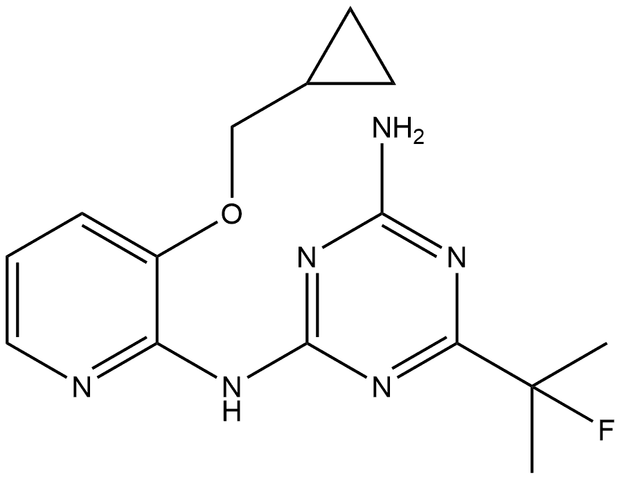 N2-(3-(cyclopropylmethoxy)pyridin-2-yl)-6-(2-fluoropropan-2-yl)-1,3,5-triazine-2,4-diamine Structure