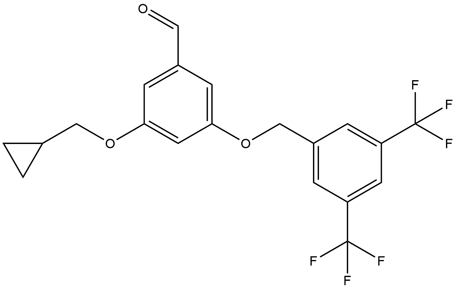 3-[[3,5-Bis(trifluoromethyl)phenyl]methoxy]-5-(cyclopropylmethoxy)benzaldehyde 구조식 이미지