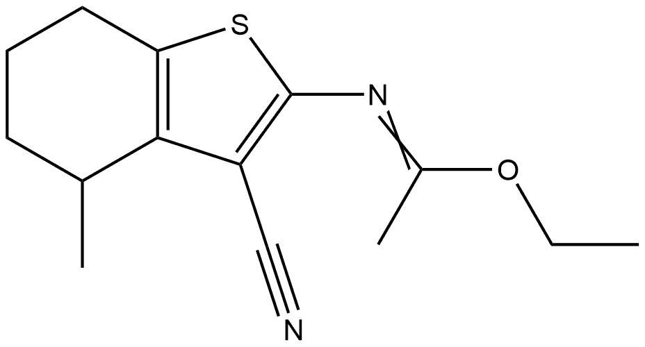 ethyl N-(3-cyano-4-methyl-4,5,6,7-tetrahydrobenzothiophen-2-yl)ethanimidate Structure