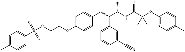 Propanamide, N-[(1S,2S)-2-(3-cyanophenyl)-1-methyl-3-[4-[2-[[(4-methylphenyl)sulfonyl]oxy]ethoxy]phenyl]propyl]-2-methyl-2-[(5-methyl-2-pyridinyl)oxy]- Structure