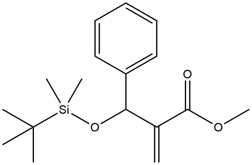Benzenepropanoic acid, β-[[(1,1-dimethylethyl)dimethylsilyl]oxy]-α-methylene-, methyl ester 구조식 이미지