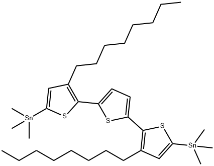 Stannane, 1,1'-(3,3''-dioctyl[2,2':5',2''-terthiophene]-5,5''-diyl)bis[1,1,1-trimethyl- 구조식 이미지