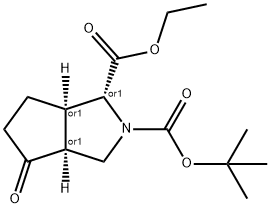 Cyclopenta[c]pyrrole-1,2(1H)-dicarboxylic acid, hexahydro-4-oxo-, 2-(1,1-dimethylethyl) 1-ethyl ester, (1R,3aS,6aR)-rel- Structure