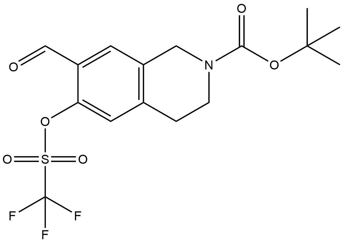 1,1-Dimethylethyl 7-formyl-3,4-dihydro-6-[[(trifluoromethyl)sulfonyl]oxy]-2(1H)-isoquinolinecarboxylate 구조식 이미지