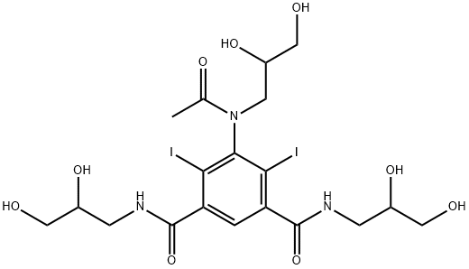 1,3-Benzenedicarboxamide, 5-[acetyl(2,3-dihydroxypropyl)amino]-N1,N3-bis(2,3-dihydroxypropyl)-4,6-diiodo- Structure