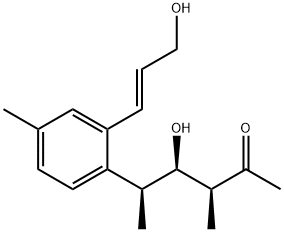 2-Hexanone, 4-hydroxy-5-[2-[(1E)-3-hydroxy-1-propen-1-yl]-4-methylphenyl]-3-methyl-, (3S,4R,5S)- Structure