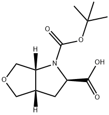 (2R,3aS,6aR)-1-tert-butoxycarbonyl-2,3,3a,4,6,6a-hexahydrofuro[3,4-b]pyrrole-2-carboxylic acid 구조식 이미지