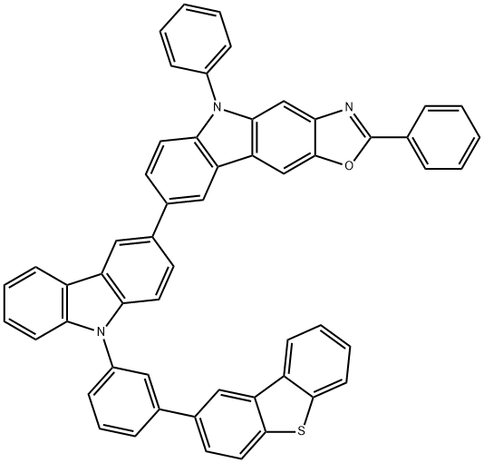 5H-Oxazolo[4,5-b]carbazole, 8-[9-[3-(2-dibenzothienyl)phenyl]-9H-carbazol-3-yl]-2,5-diphenyl- Structure