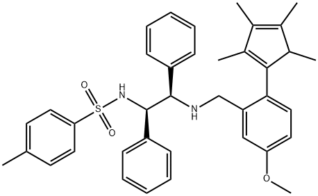 Benzenesulfonamide, N-[(1R,2R)-2-[[[5-methoxy-2-(2,3,4,5-tetramethyl-1,3-cyclopentadien-1-yl)phenyl]methyl]amino]-1,2-diphenylethyl]-4-methyl- Structure