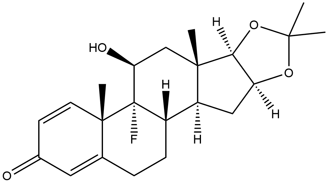 Androsta-1,4-dien-3-one, 9-fluoro-11-hydroxy-16,17-[(1-methylethylidene)bis(oxy)]-, (11β,16α,17α)- (9CI) Structure