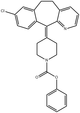 1-Piperidinecarboxylic acid, 4-(8-chloro-5,6-dihydro-11H-benzo[5,6]cyclohepta[1,2-b]pyridin-11-ylidene)-, phenyl ester 구조식 이미지