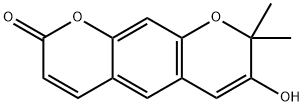 2H,8H-Benzo[1,2-b:5,4-b']dipyran-2-one, 7-hydroxy-8,8-dimethyl- (9CI) 구조식 이미지