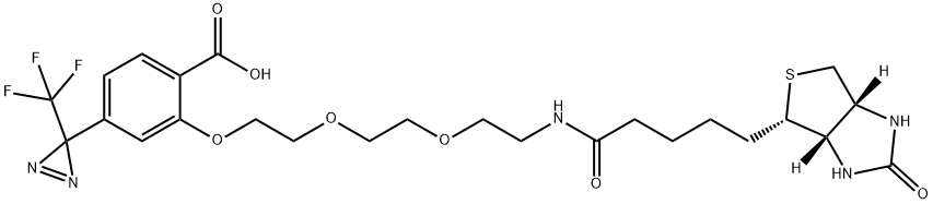 Benzoic acid, 2-[2-[2-[2-[[5-[(3aS,4S,6aR)-hexahydro-2-oxo-1H-thieno[3,4-d]imidazol-4-yl]-1-oxopentyl]amino]ethoxy]ethoxy]ethoxy]-4-[3-(trifluoromethyl)-3H-diazirin-3-yl]- Structure