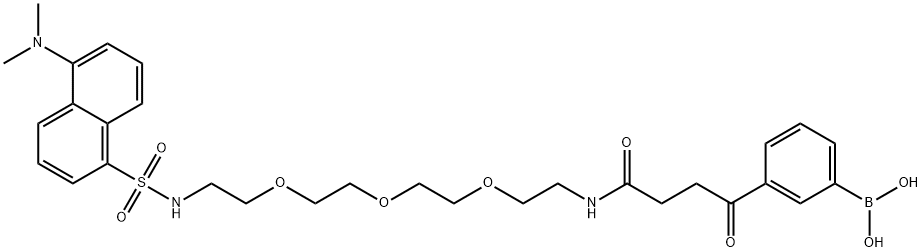 Boronic acid, B-[3-[16-[[[5-(dimethylamino)-1-naphthalenyl]sulfonyl]amino]-1,4-dioxo-8,11,14-trioxa-5-azahexadec-1-yl]phenyl]- Structure