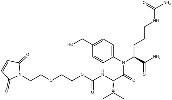 L-Ornithinamide, N-[[2-[2-(2,5-dihydro-2,5-dioxo-1H-pyrrol-1-yl)ethoxy]ethoxy]carbonyl]-L-valyl-N5-(aminocarbonyl)-N-[4-(hydroxymethyl)phenyl]- 구조식 이미지