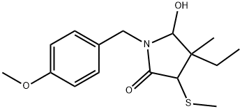 2-Pyrrolidinone, 4-ethyl-5-hydroxy-1-[(4-methoxyphenyl)methyl]-4-methyl-3-(methylthio)- 구조식 이미지