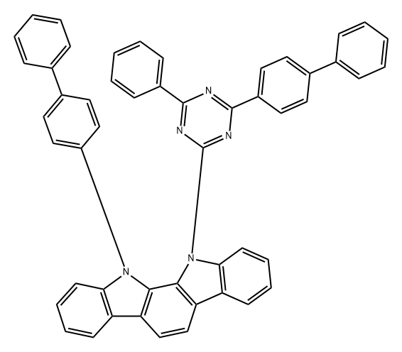 Indolo[2,3-a]carbazole, 11-[1,1'-biphenyl]-4-yl-12-(4-[1,1'-biphenyl]-4-yl-6-phenyl-1,3,5-triazin-2-yl)-11,12-dihydro- Structure