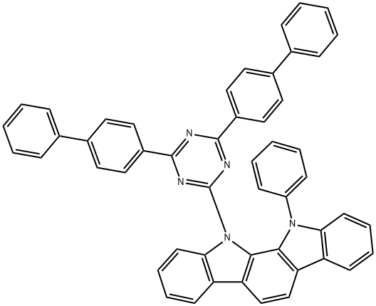 Indolo[2,3-a]carbazole, 11-[4,6-bis([1,1'-biphenyl]-4-yl)-1,3,5-triazin-2-yl]-11,12-dihydro-12-phenyl- Structure