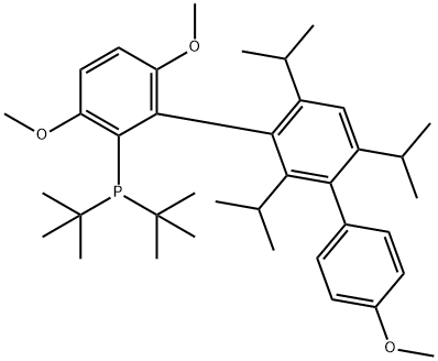 Phosphine, bis(1,1-dimethylethyl)[3,4'',6-trimethoxy-2',4',6'-tris(1-methylethyl)[1,1':3',1''-terphenyl]-2-yl]- Structure