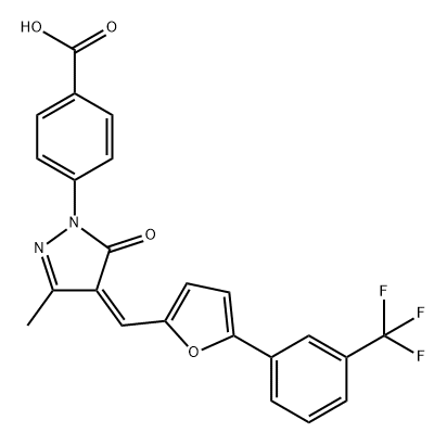 Benzoic acid, 4-[(4Z)-4,5-dihydro-3-methyl-5-oxo-4-[[5-[3-(trifluoromethyl)phenyl]-2-furanyl]methylene]-1H-pyrazol-1-yl]- Structure