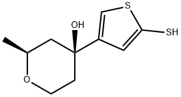 2H-Pyran-4-ol, tetrahydro-4-(5-mercapto-3-thienyl)-2-methyl-, (2S-trans)- (9CI) Structure