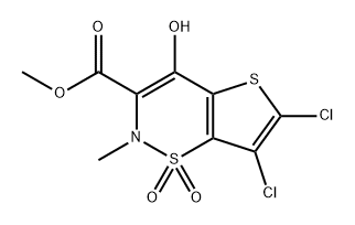 2H-Thieno[2,3-e]-1,2-thiazine-3-carboxylic acid, 6,7-dichloro-4-hydroxy-2-methyl-, methyl ester, 1,1-dioxide Structure