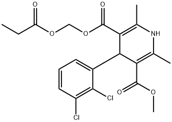 3,5-Pyridinedicarboxylic acid, 4-(2,3-dichlorophenyl)-1,4-dihydro-2,6-dimethyl-, 3-methyl 5-[(1-oxopropoxy)methyl] ester Structure