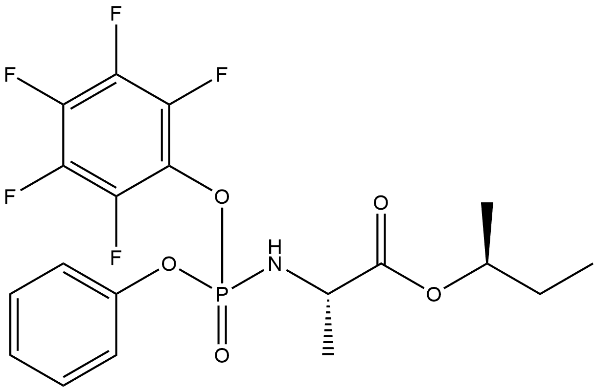 L-Alanine, N-[(2,3,4,5,6-pentafluorophenoxy)phenoxyphosphinyl]-, (1S)-1-methylpropyl ester Structure