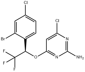 2-Pyrimidinamine, 4-[(1R)-1-(2-bromo-4-chlorophenyl)-2,2,2-trifluoroethoxy]-6-chloro- 구조식 이미지