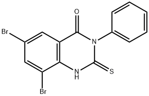 6,8-Dibromo-3-phenyl-2-thioxo-2,3-dihydroquinazolin-4(1H)-one 구조식 이미지