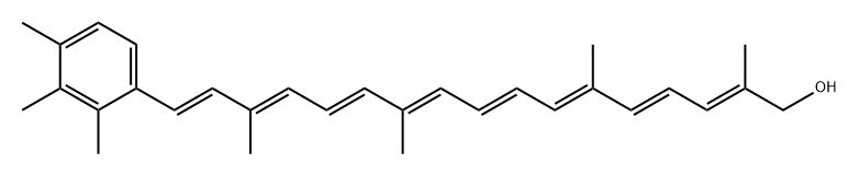 2,4,6,8,10,12,14,16-Heptadecaoctaen-1-ol, 2,6,11,15-tetramethyl-17-(2,3,4-trimethylphenyl)-, (2E,4E,6E,8E,10E,12E,14E,16E)- (9CI) Structure