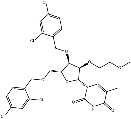 Uridine, 3',5'-bis-O-[(2,4-dichlorophenyl)methyl]-2'-O-(2-methoxyethyl)-5-methyl- (9CI) Structure