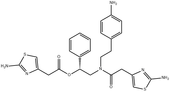 4-Thiazoleacetic acid, 2-amino-, (1R)-2-[[2-(4-aminophenyl)ethyl][2-(2-amino-4-thiazolyl)acetyl]amino]-1-phenylethyl ester Structure