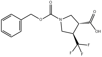 rac-(3R,4R)-1-[(benzyloxy)carbonyl]-4-(trifluorome thyl)pyrrolidine-3-carboxylic acid 구조식 이미지